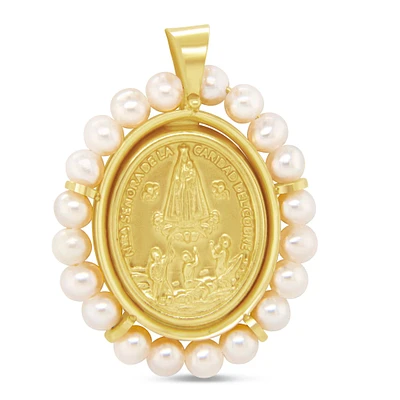 Nuestra Señora de la Caridad del Cobre Oval Pearl 18MM Pendant