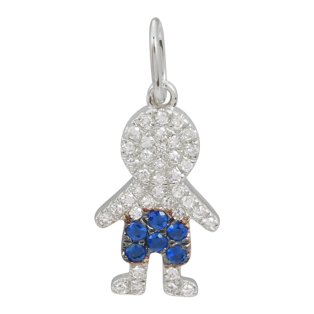 Boy Diamond and Sapphire Pendant 14KW