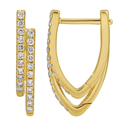 Double Lined V Huggie Earrings