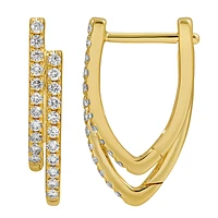 Double Lined V Huggie Earrings