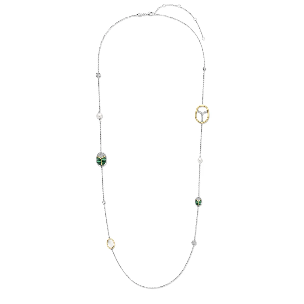 Amulet Scarab Malachite Long Necklace