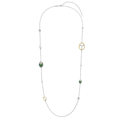 Amulet Scarab Malachite Long Necklace
