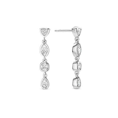 Multi Shape Zirconia Linear Earrings
