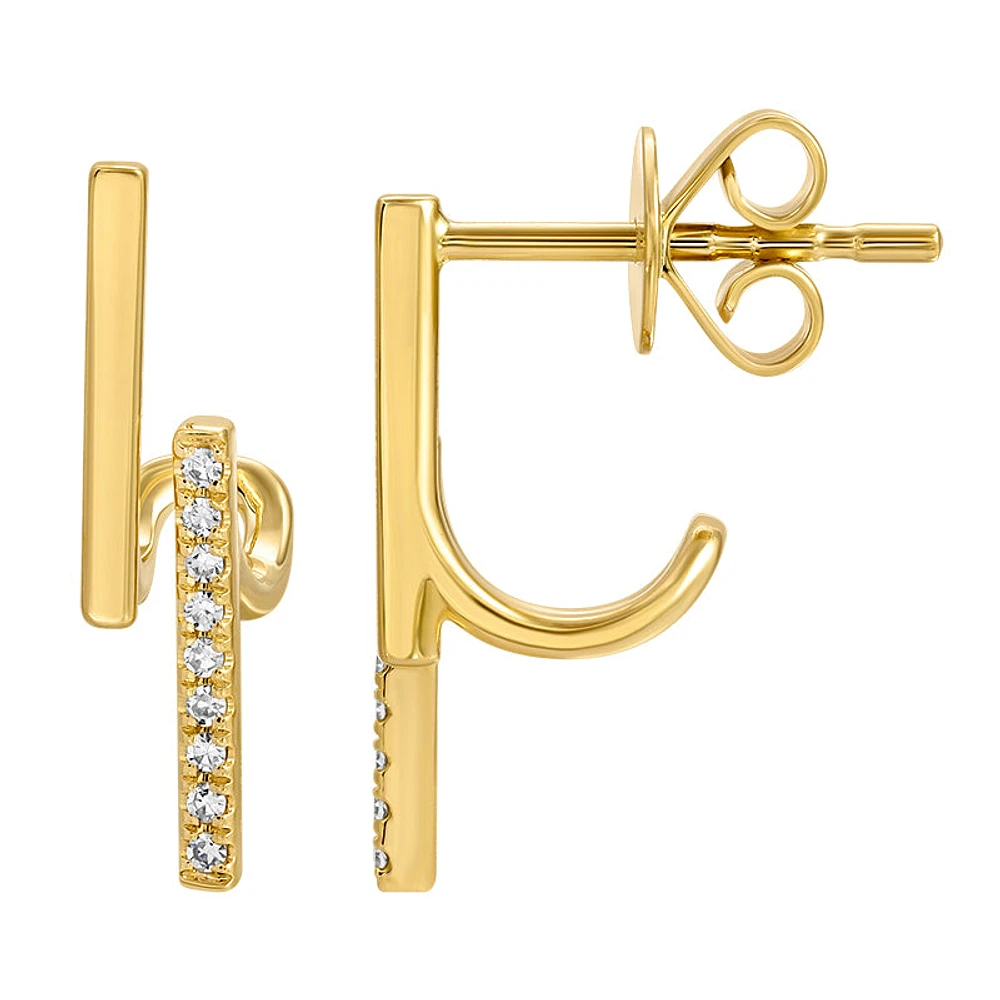 Double Bar Diamond Lobe Earrings