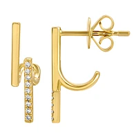 Double Bar Diamond Lobe Earrings