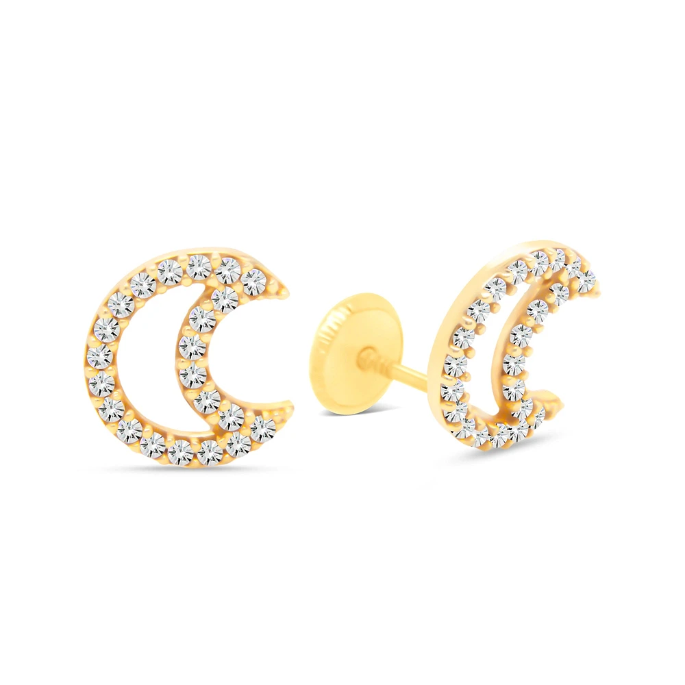 Crescent Moon Outline 8MM Stud Earrings