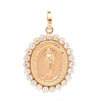 Virgen Guadalupe Oval Sparkling 14MM Pendant