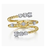 Open Diamond Bypass Beaded Ring