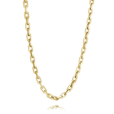 Round Brushed 7MM Links Golden Steel Necklace 24''