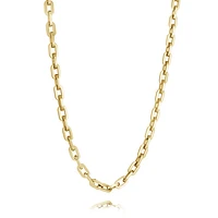 Round Brushed 7MM Links Golden Steel Necklace 24''