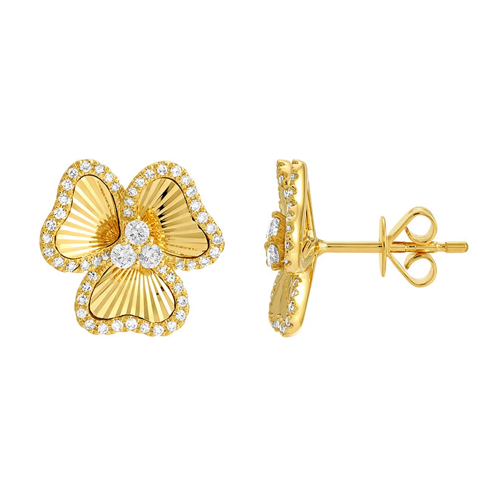 Three Leaf Clover Diamonds Stud Earrings