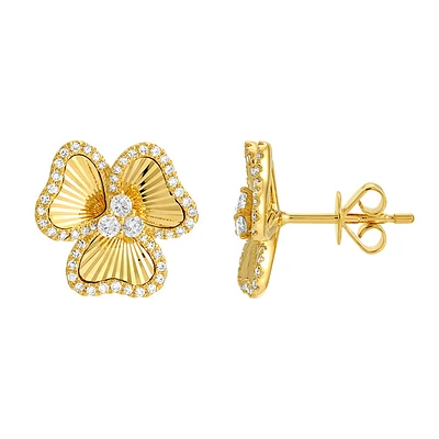 Three Leaf Clover Diamonds Stud Earrings
