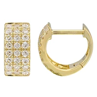 Triple Row Diamond Huggie Earrings 10MM