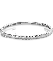 Ribbed Skinny Silver Bangle Bracelet