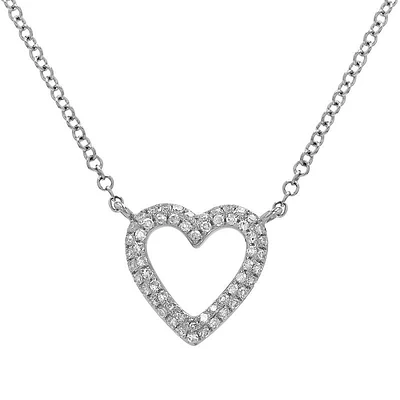 Open Heart White Gold .13CT Diamond Necklace