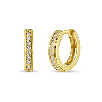 18K Gold Zirconia 10MM Huggie Earrings
