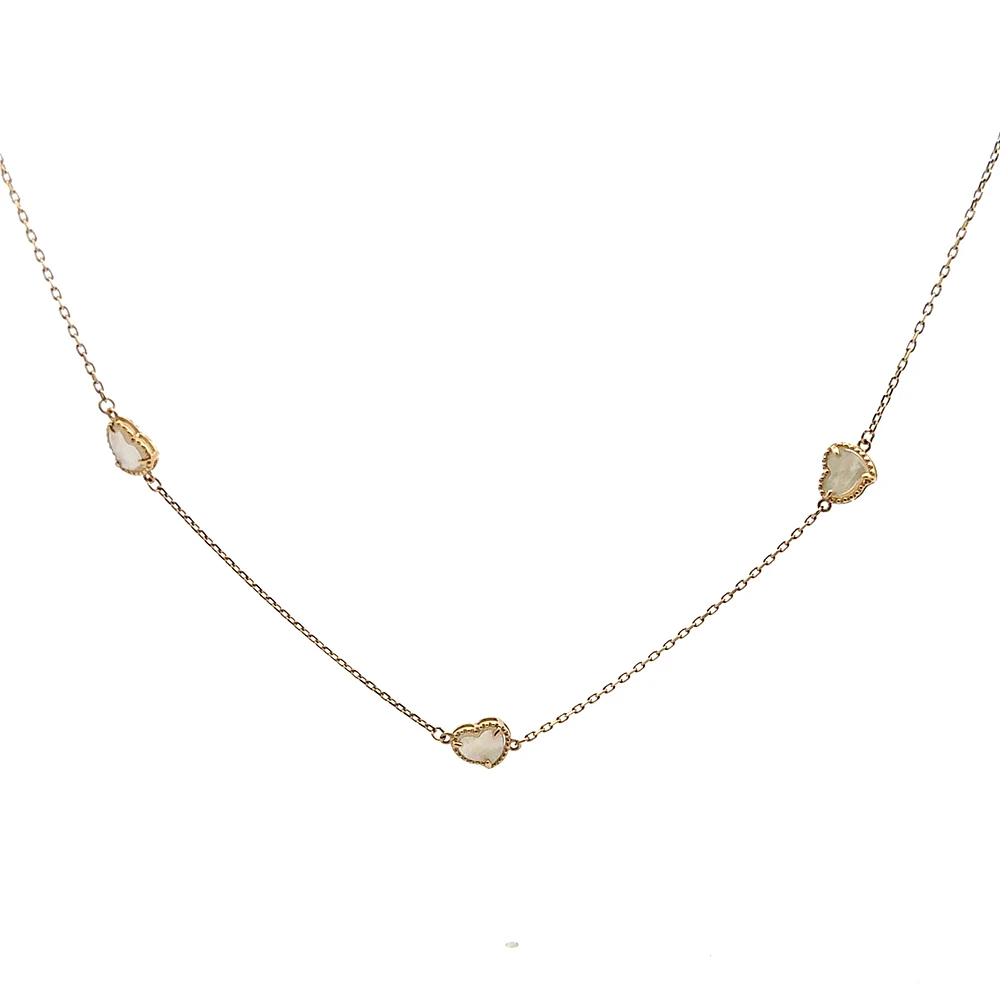 Tilted Mother Pearl Heart Necklace and Bracelet Jewelry Set
