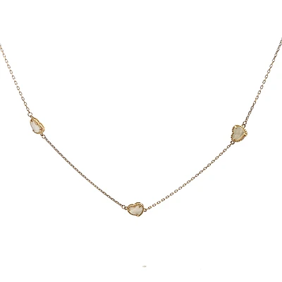 Tilted Mother Pearl Heart Necklace and Bracelet Jewelry Set