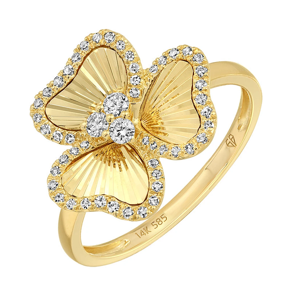 Three Petal Clover Diamonds Ring