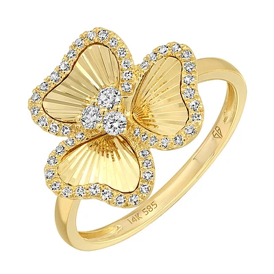 Three Petal Clover Diamonds Ring