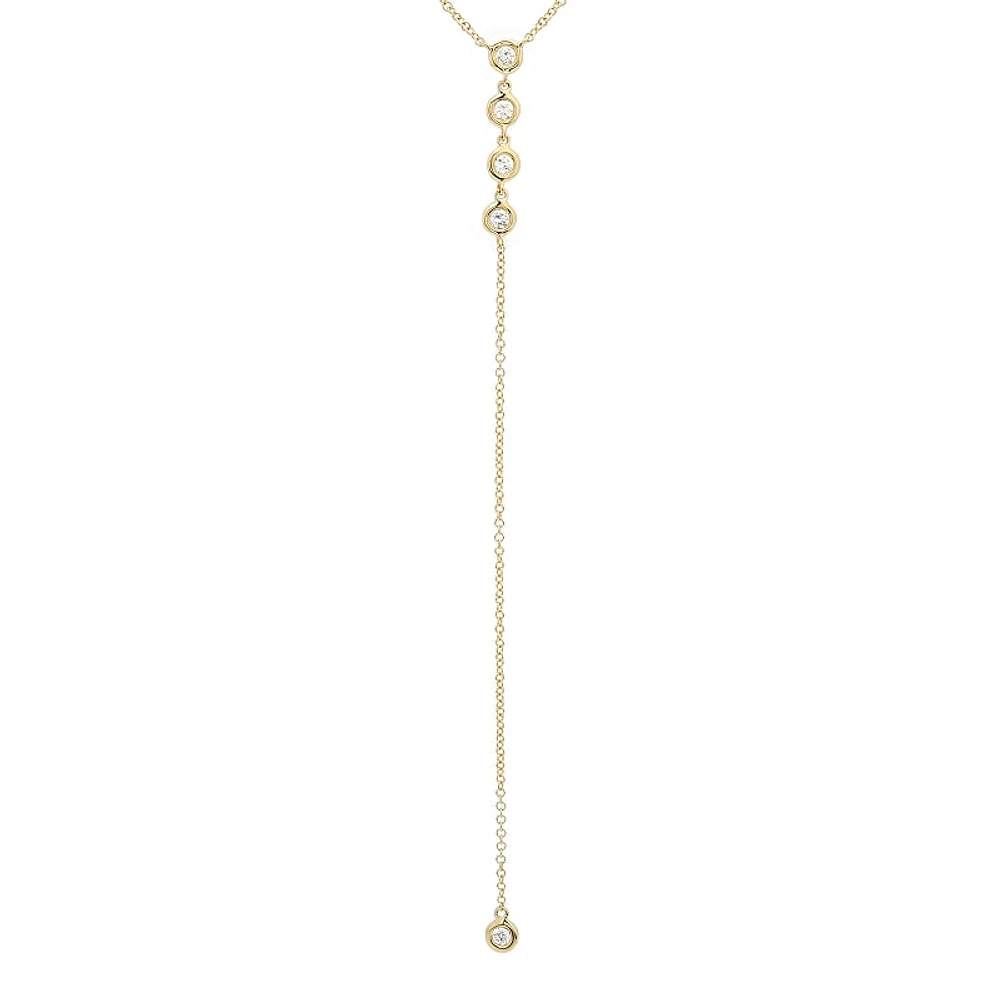 Bezel Set Diamonds Lariat Necklace