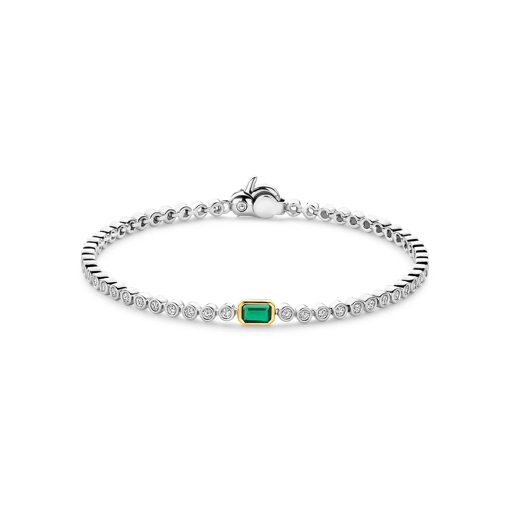 Bezel Set Green Emerald Tennis Bracelet