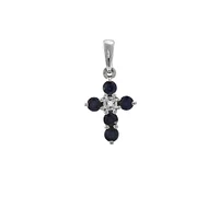 Sapphire/Diamond Cross 12MM Pendant 14KW