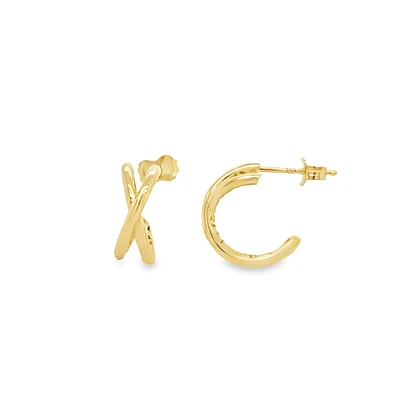 14MM Criss Cross Huggie Earrings