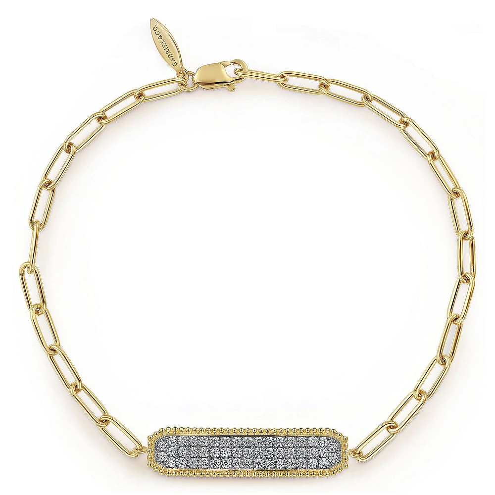 Paperclip Diamond Pave Bar Bracelet