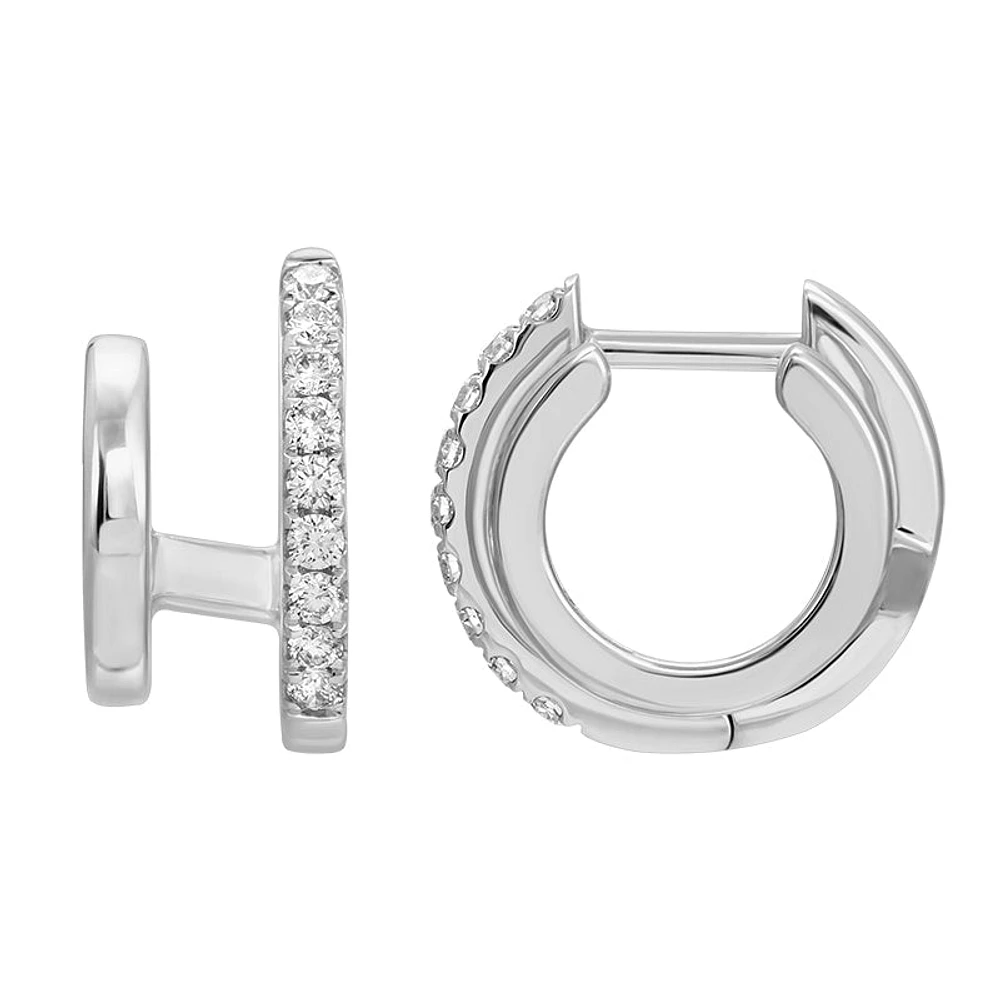 Double Huggie Diamond Earrings