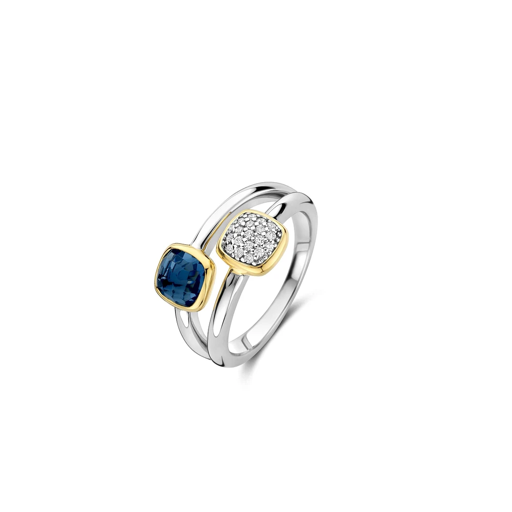 Cushion Blue Double Ring