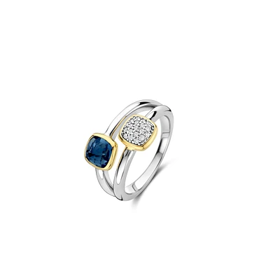 Cushion Blue Double Ring