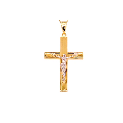 Two Tone Crucifix 32MM Pendant