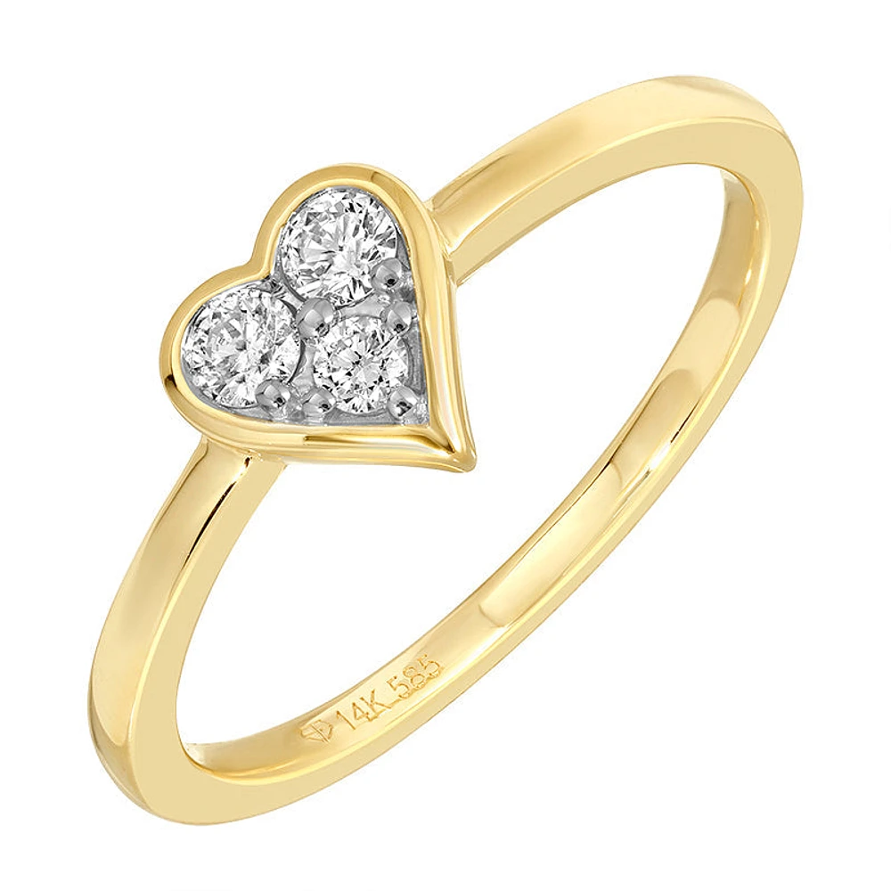Three Stone Heart Diamonds Ring