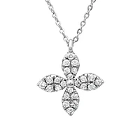 Clover Pave Diamonds Necklace 14KW