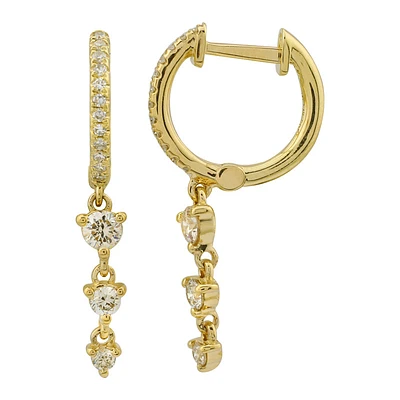 Gradient Diamonds Dangle 11MM Huggie Earrings