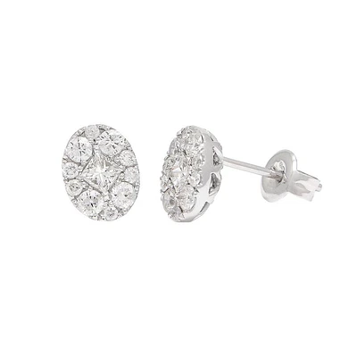 Oval Illusion .73ct Diamond Stud Earrings