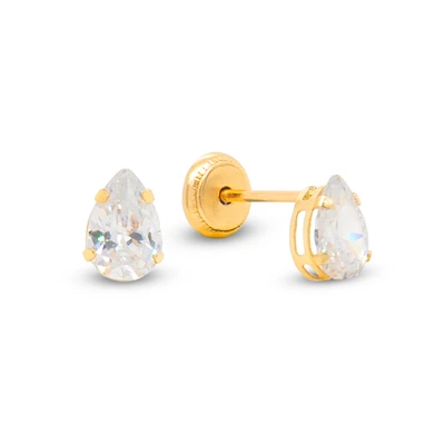 Pear Solitaire 6MM Zirconia Stud Earrings