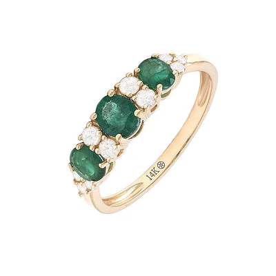 .64CT Oval Cut Emeralds and Diamond Ring