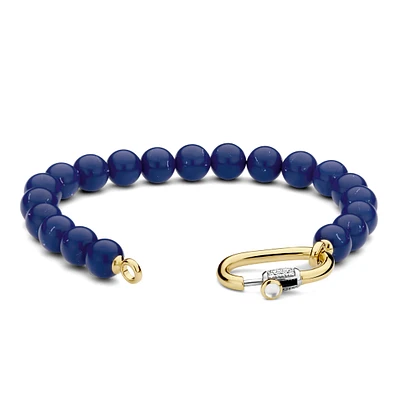 Blue Bead Oval Clasp Bracelet