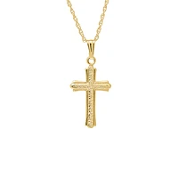 16MM Solid Gold Cross Polished/Brushed Kids Necklace