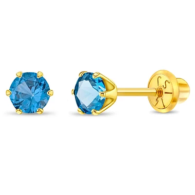 Kids Birthstone 4MM Stud Earrings - December