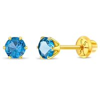 Kids Birthstone 4MM Stud Earrings - December