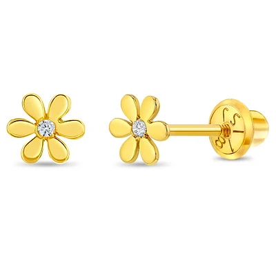 18K Gold Flowers Kids Earrings