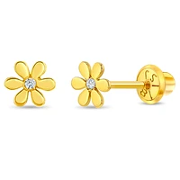 18K Gold Flowers Kids Earrings
