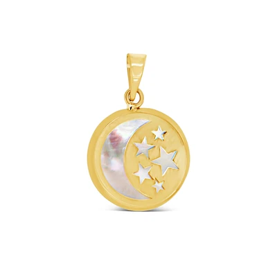 Moon and Stars Mother Pearl 13MM Pendant