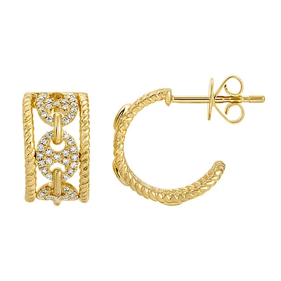 Mariner Link Diamonds 14MM Huggie Earrings
