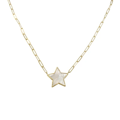 Mother Pearl Star Paperclip Necklace