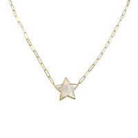 Mother Pearl Star Paperclip Necklace