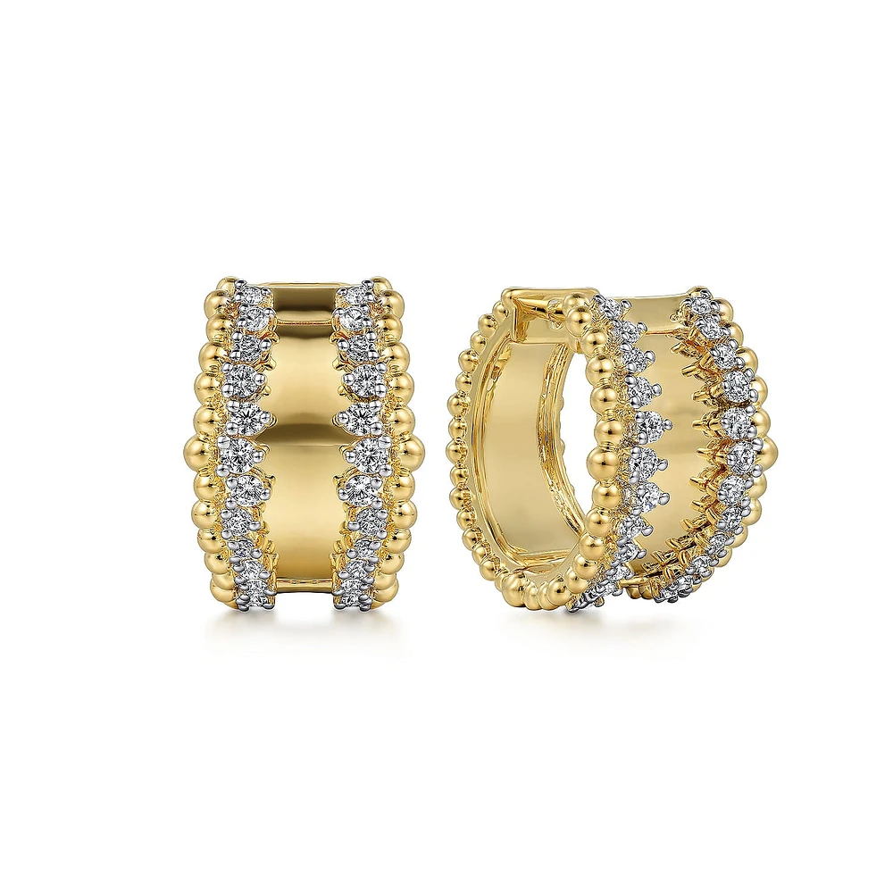 Bujukan Wide Diamond Huggie Earrings 17MM